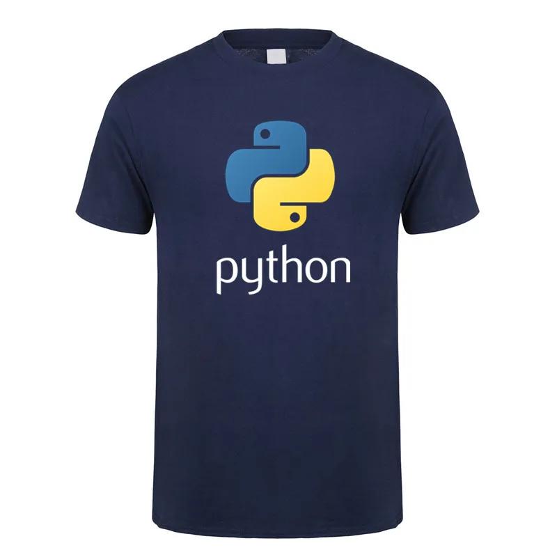 

Мужская футболка Python 2025 года с языком компьютерного программирования, летние футболки с коротким рукавом, футболки для программистов с кодом XXXXXL темно-синий