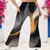 Women's Casual High Waist Flare Pants, Geometric Pattern Print Streetwear Bell Bottom Trousers