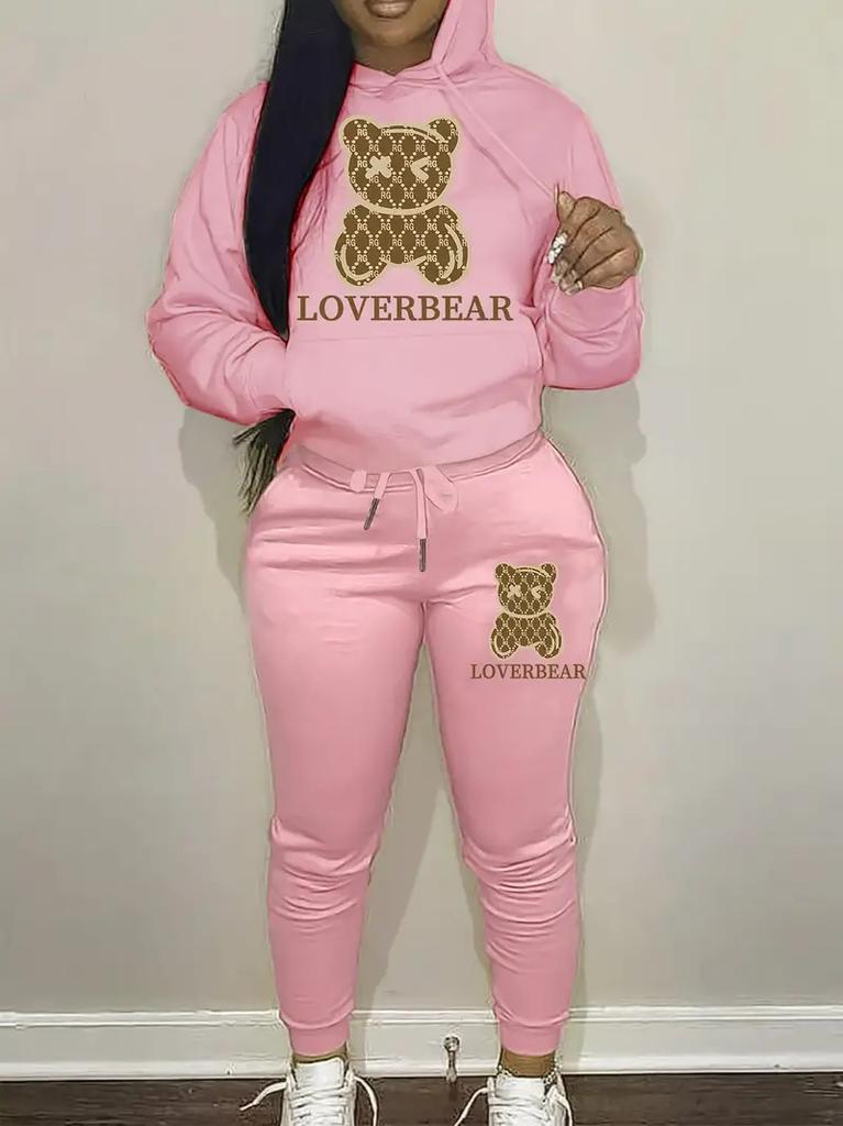 European And American Women'S Clothing Autumn And Winter Hooded Casual Sports Sweater Two-Piece Set