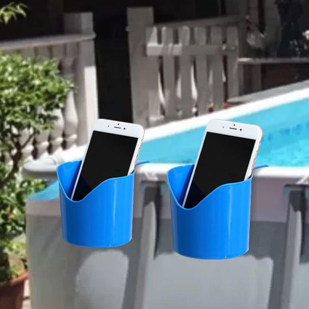 4pcs Poolside Cup Holder Swimming Pool Storage Rack No Punching Bottle Hanging Rack Pond Spa Pool Drink Beer Glass Holder