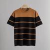 Men's Summer Color - Blocked Knitted Short - Sleeve T - Shirt, Fashionable Striped, Trendy, Casual Round - Neck, Slim - Fit, Versatile Top For Men