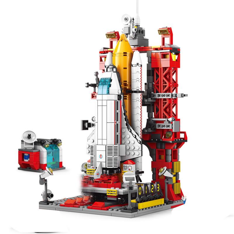 Children Space Shuttle Aviation Manned Rocket Construction Blocks Astronaut Figure City Aerospace Model Lele Constructor Bricks Playthings