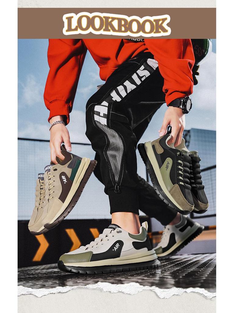 Men's Retro Casual Leather Running Shoes - Lightweight and Soft Sole for Autumn and Winter.