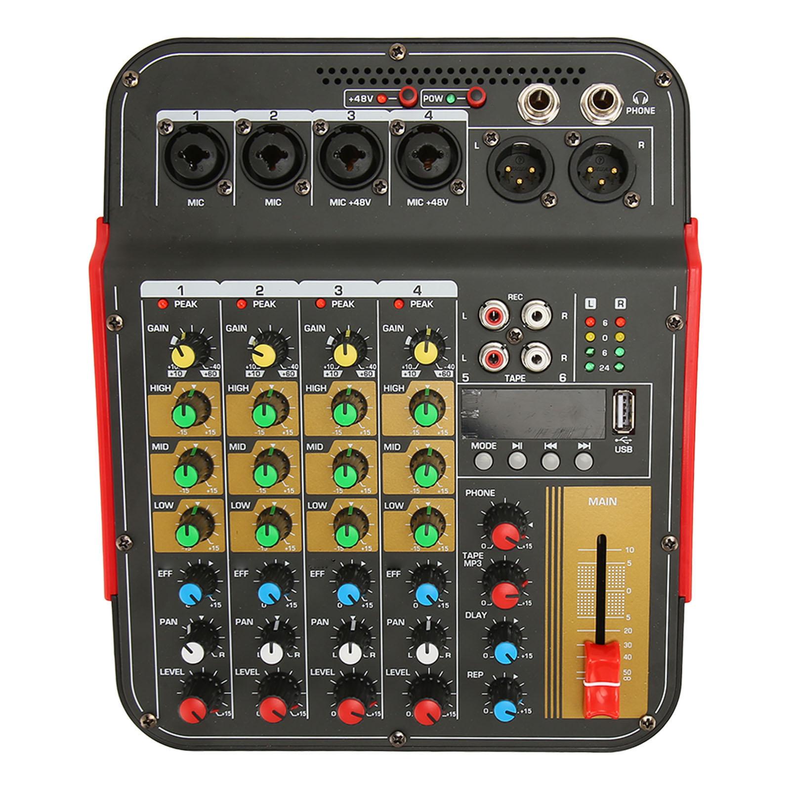 

6-канальный звуковой микшер Bluetooth USB профессиональный микшер звуковая панель консоль 48 В DJ-микшер для живых выступлений EU Plug