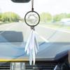 Alynsehom Dream Catcher Car Interior Rearview Mirror Hanging Decor Handmade Grids Nature Feather Small Boho Car Charms Pendant Accessories (Grey