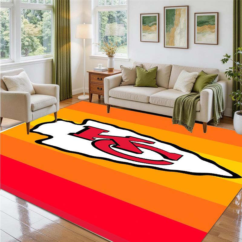 Kansas City Chiefs Design Crystal Velvet Rug Soft Decorative Mat for Bedroom Entrance