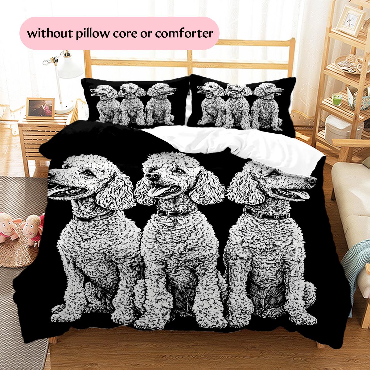 

Black Teddy Dog Pattern Bedding Home Decoration Birthday Gift (1 * duvet cover + 2 * pillowcase, without core) 135x200cm