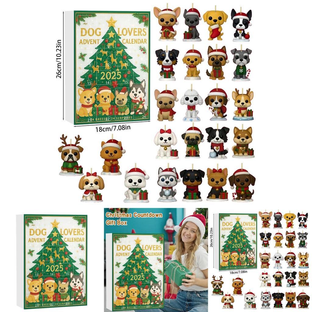 Christmas Dog Series Advent Calendar With Acrylic Ornaments For Gift Giving And Home Decor