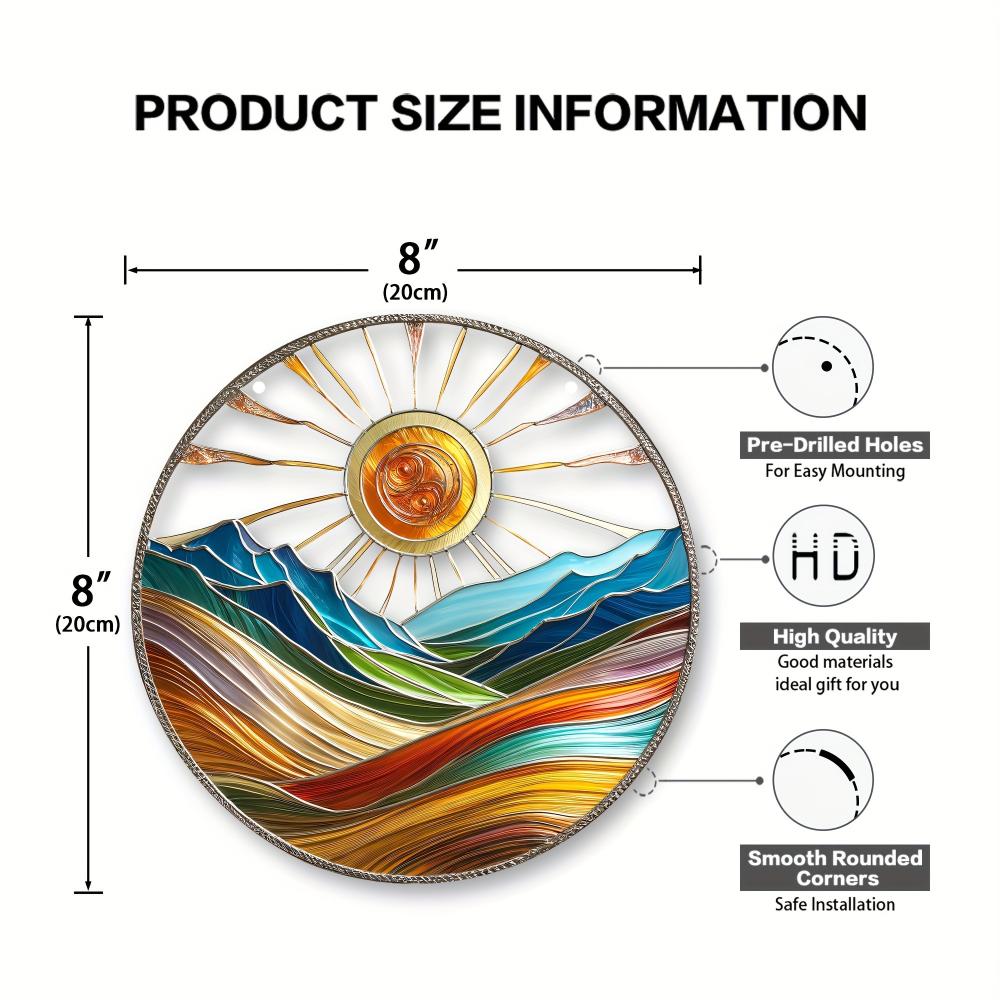 

Витражный стиль, красочный ловец, 8 дюймов, 20 см, уникальный солнечный пейзаж, настенное искусство, внутреннее и наружное искусство, крыльцо, спальня, офис, украшение для дома, подарок