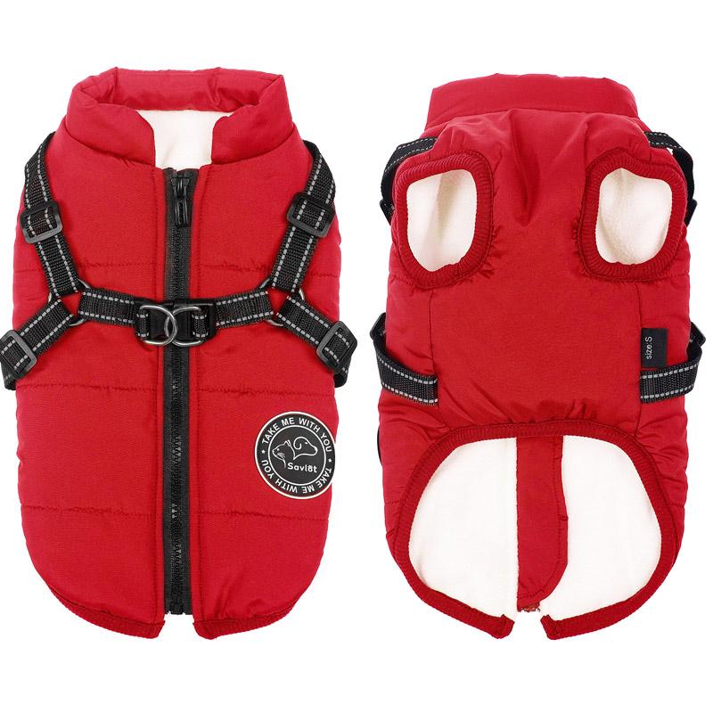 Zimní zateplená bunda pro psa Nepromokavý kabátek pro malé psy Oblečení Fleece s postrojem Vesta pro štěně Chihuahua Labrador Kostým