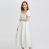 Damen Kurzarm A-Linien Midi-Kleid