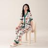 Women's Floral Ice Silk Pajama Set - Loose Short Sleeve & Shorts, 3-Piece Summer Loungewear