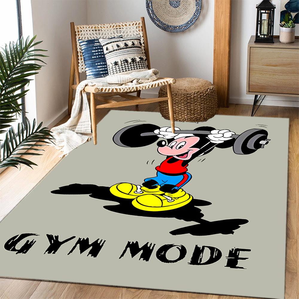 Mickey Mouse Castle Fantasy Disney Cartoon Theme Anti-Slip Rug - Polyester, Home Decor, Suitable for Bedrooms, Living Rooms, Doorways, and Studios