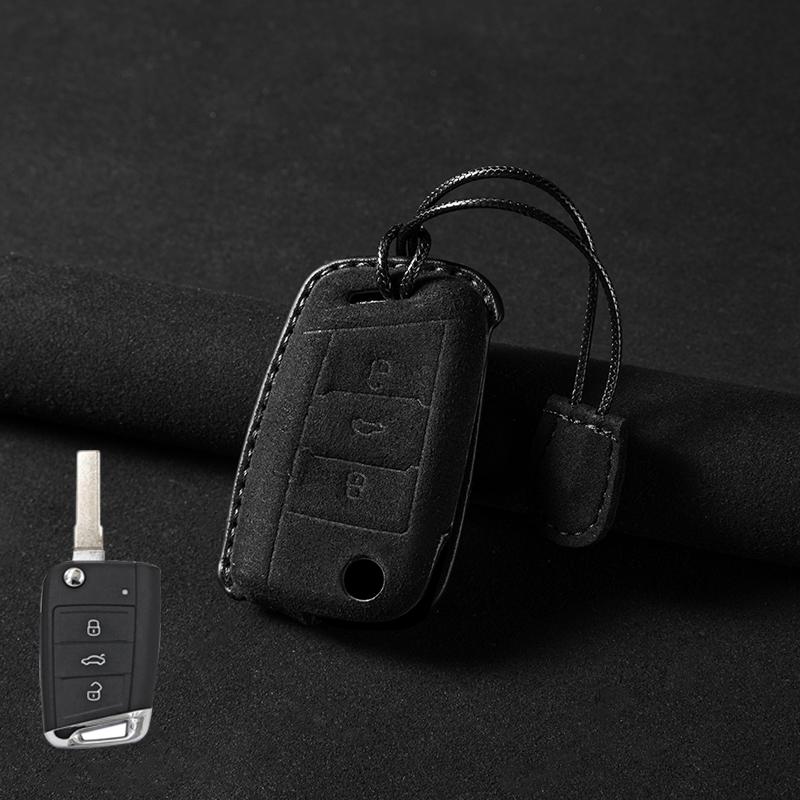 Leather Car Key Case For Volkswagen VW Magotan Passat B8 TIGUAN MK2 Golf 8 2020 For Skoda Octavia A8 A7 2021 SEAT Leon MK4