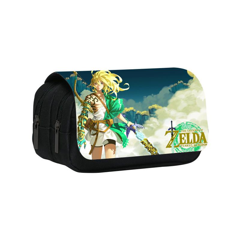 Legend Of Zelda Double Layer Pencil Case With Nylon Material For Students Organizer Storage