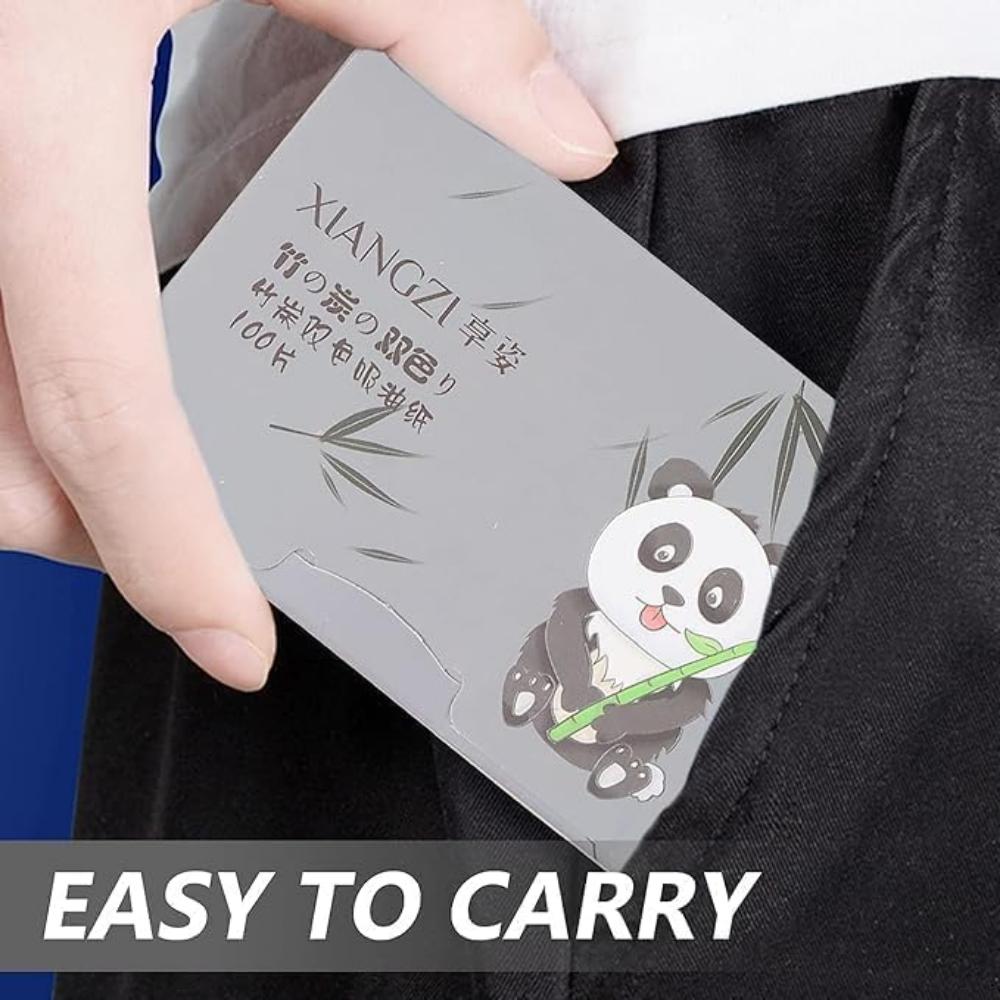 Șervețele Premium Ulei Absorbant Naturale pentru Față - 1x100 Bucăți Hârtie Absorbantă Groasă pentru Piele Uleioasă - Prietenoase cu Machiajul (Cărbune)