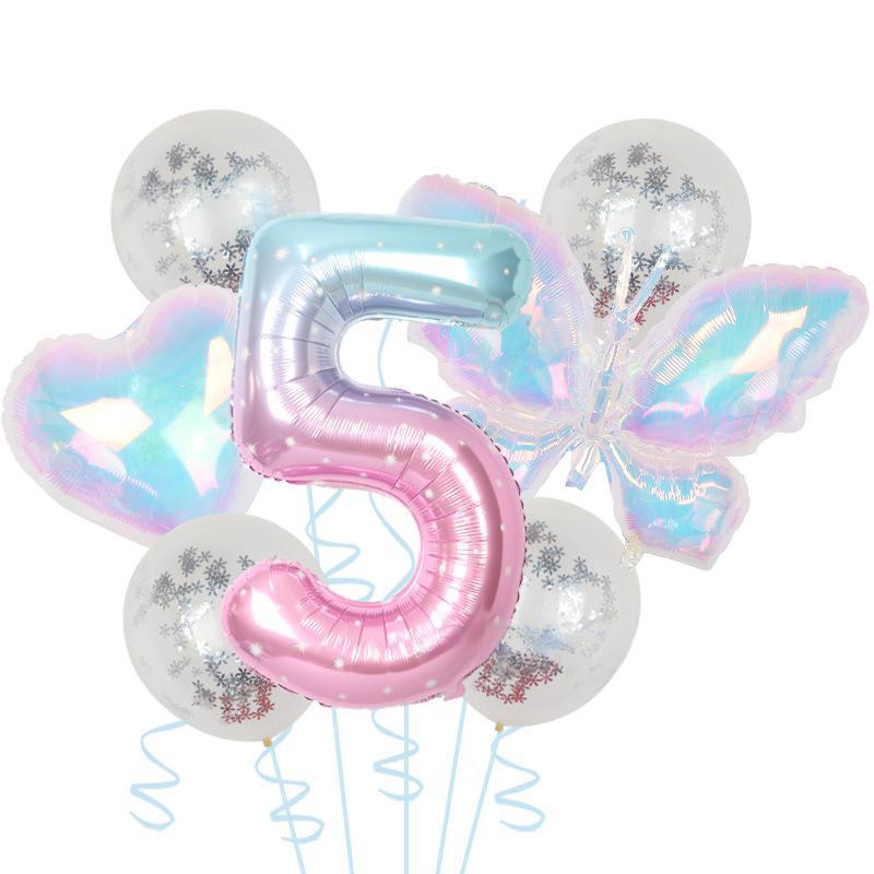 Colorful Transparent Butterfly Balloon Color Sequins Latex Set One Year Old 40 Inch Starry Sky Digital Birthday Party Arrangement