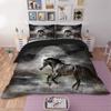 Deluxe 3D Black Horse Digital Print Bedding Set - Single/Double/Queen/King/Full Size Down Quilt Cover & Pillowcase