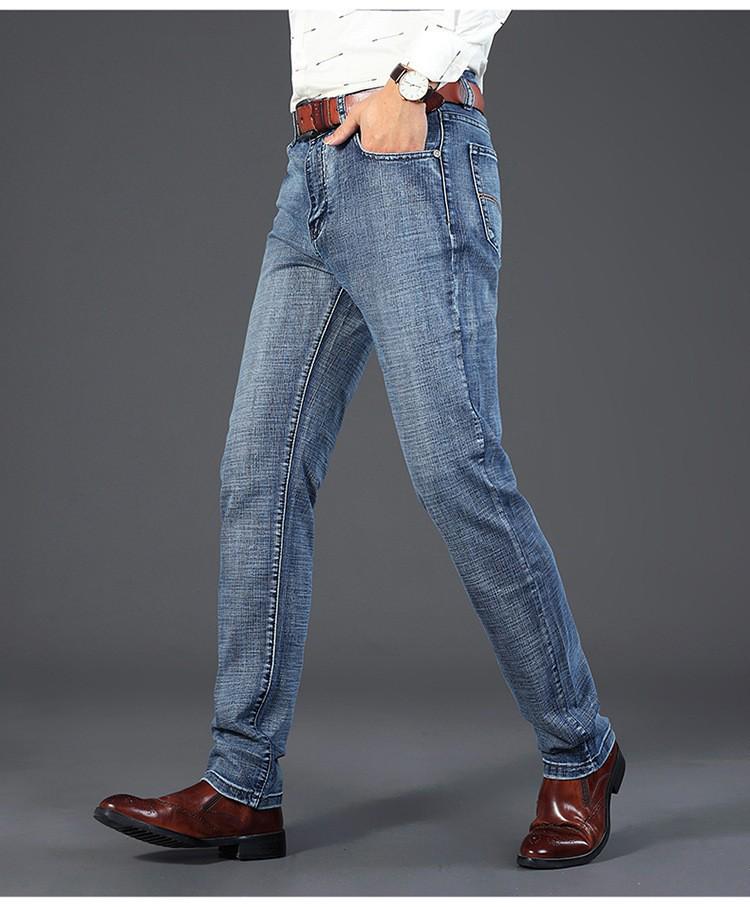 LEE Męskie Jeansy Jesienne Elastyczne Slim Fit Koreański Styl Casual Luźne