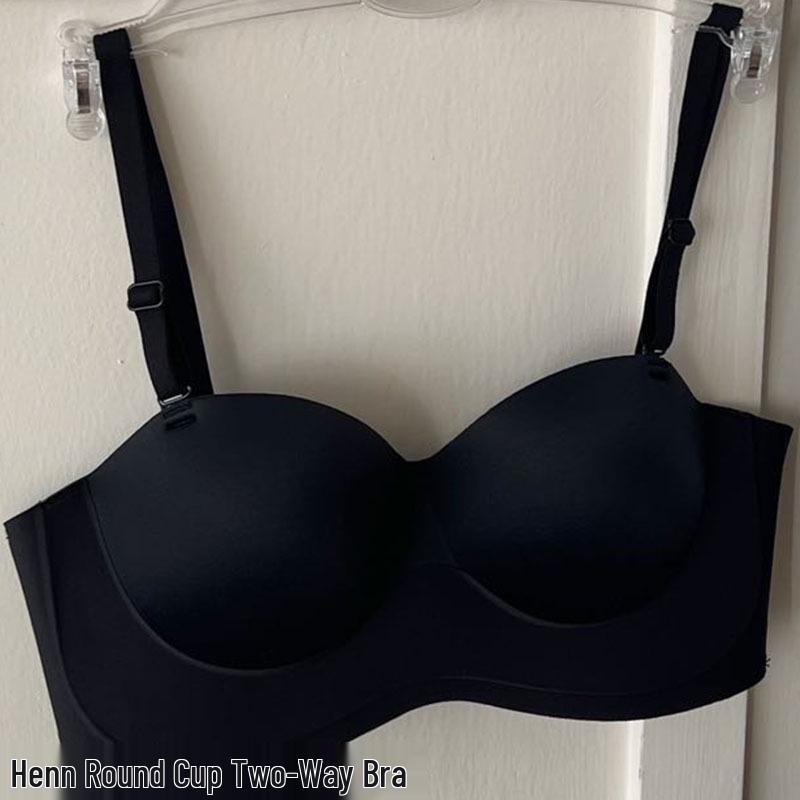 Seamless Round-Cup Strapless Bra for Small Busts with Gathering Palm Cup
