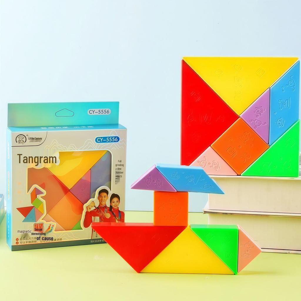 Little Carney 3D Magnetic Tangram Set for Grades 1-2: Educational Math & Geometry Tool for Kids