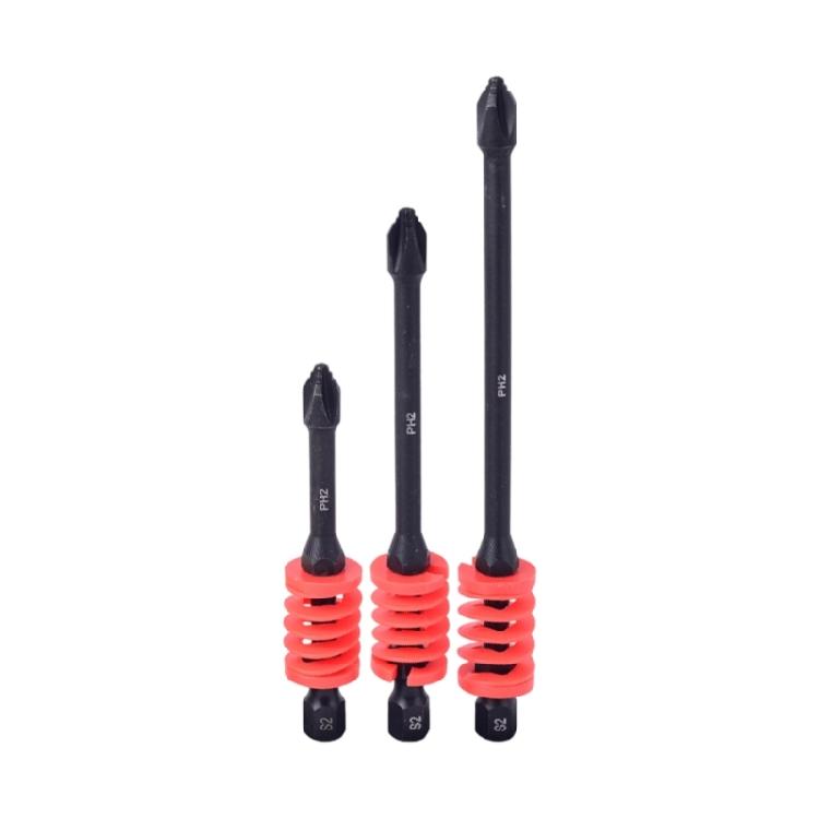3-teiliges Set mit selbstlösenden Schraubendreherbits Gezahnte Kante Anti-Rutsch-Design Hochfeste magnetische Stahlwelle 65/90/110mm