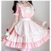 Women Pink Maid Outfit Costume Short Lolita Dress