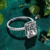 Cbtb Rectangular Luxury Real Moissanite Wedding Ring 925 Silver Jewelry