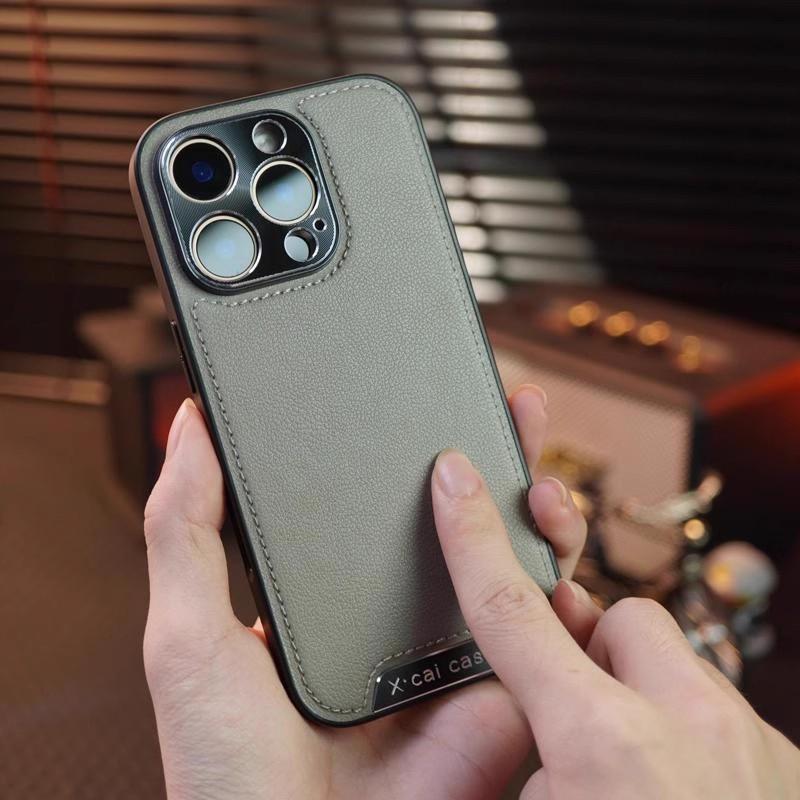 Applicable To IPhone16Promax Mobile Phone Case Leather Pattern Apple 15promax Armor Sewing Leather Protective Cover