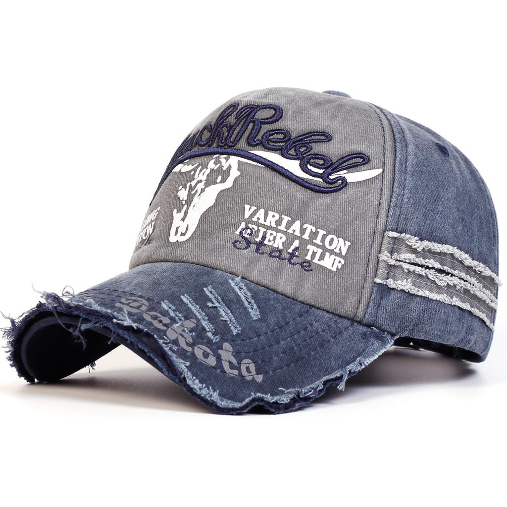 Retro bestickte Kuhkopf gewaschene Baseballkappe für Männer und Frauen, Retro-Design, verstellbarer Sonnenhut, atmungsaktiv und kühl