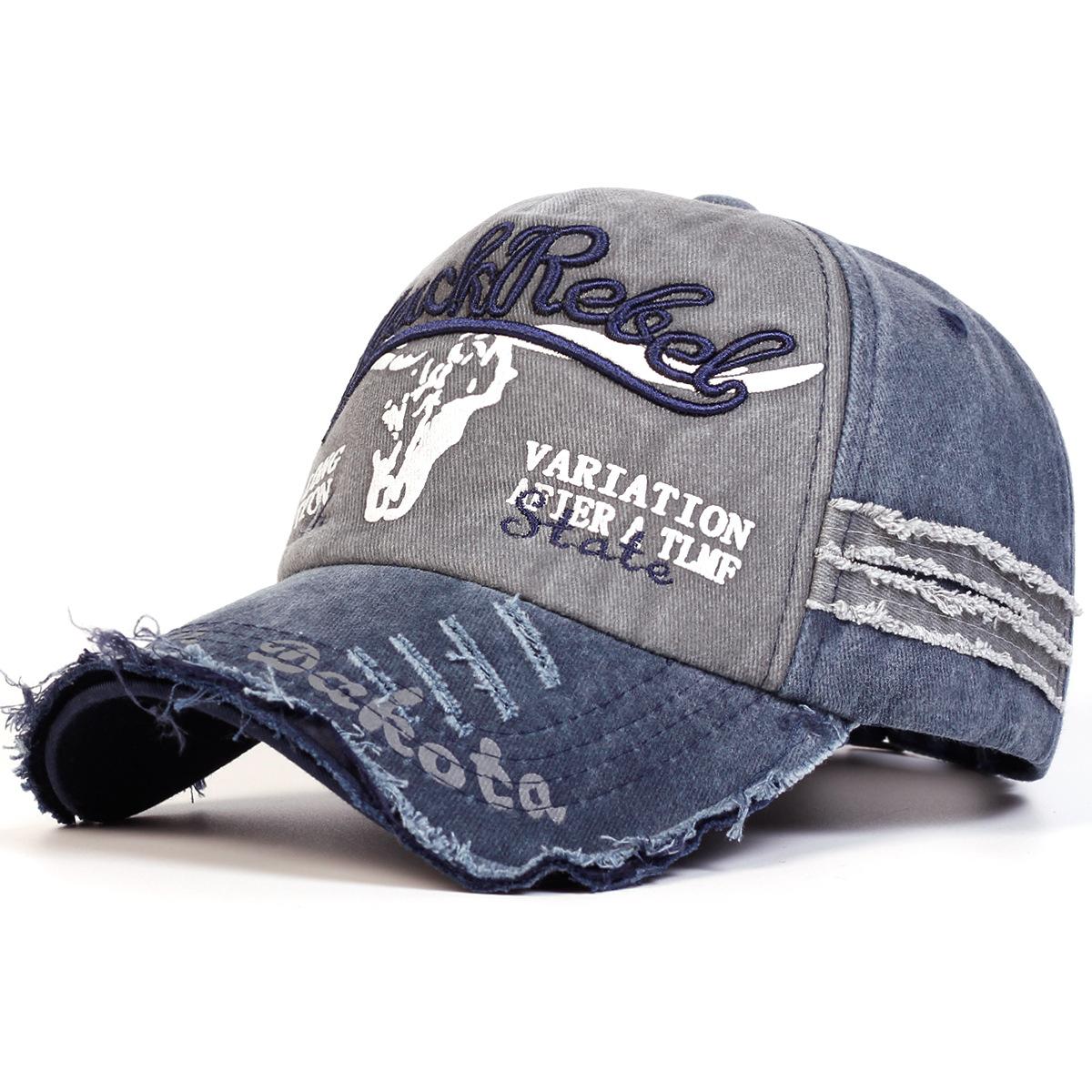 Retro Geborduurd Letter Washed Baseballpet, Gebruikte Zon Hoed, Heren En Dames Zon Bescherming Eendensnavel Pet, Zon Hoed gray