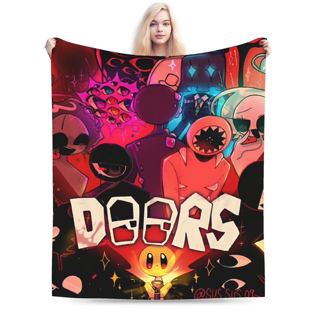 DOORS Horron Game Merch Blankets Soft Fleece Throw Blanket Cozy Bedding Throws