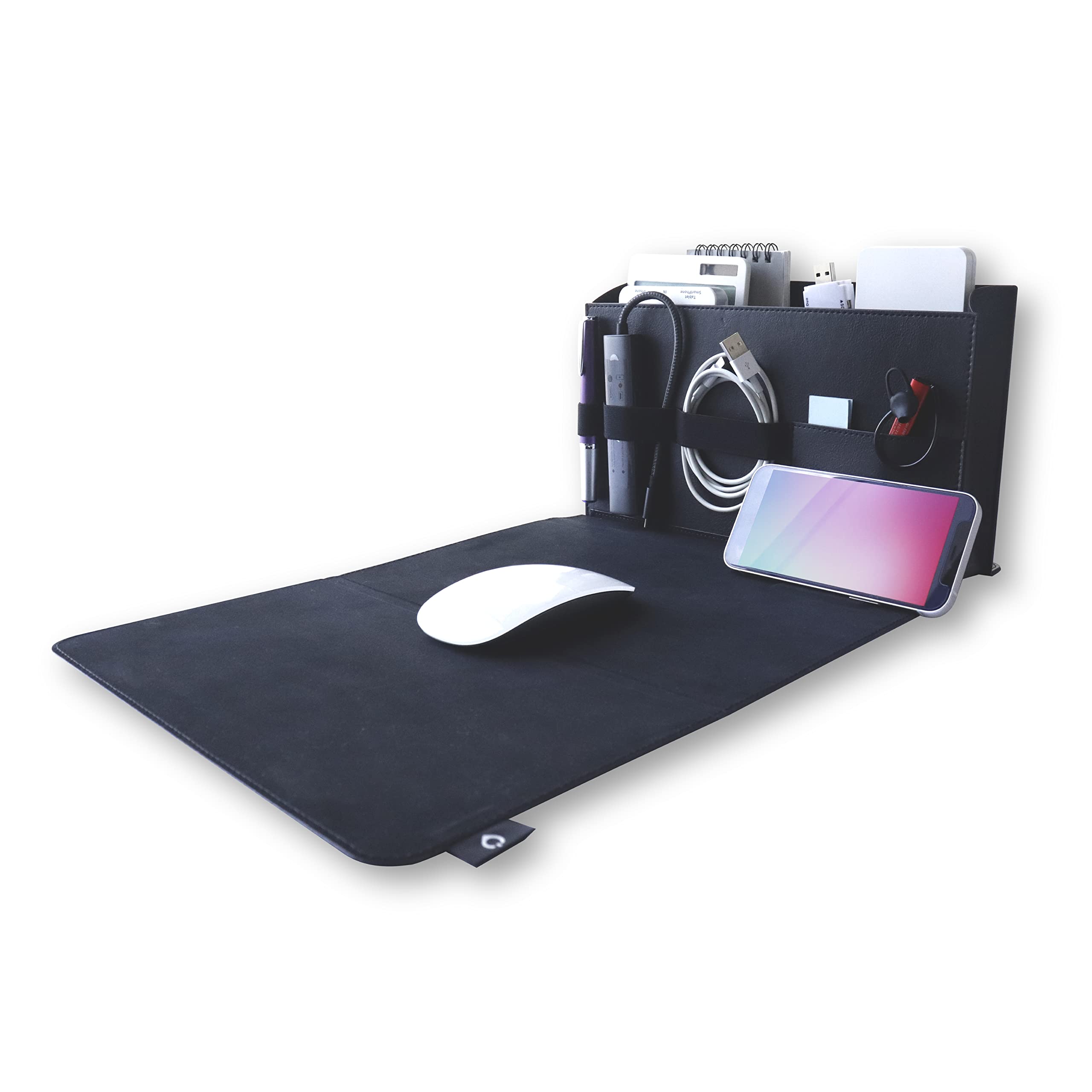 

ONSURU Mouse Pad Stand Pouch, Large, Black, Desk Storage Box, PC Peripherals, Wrist Rest, Laptop, Mouse, Smartphone Stand, Organizer, Travel Gadget,