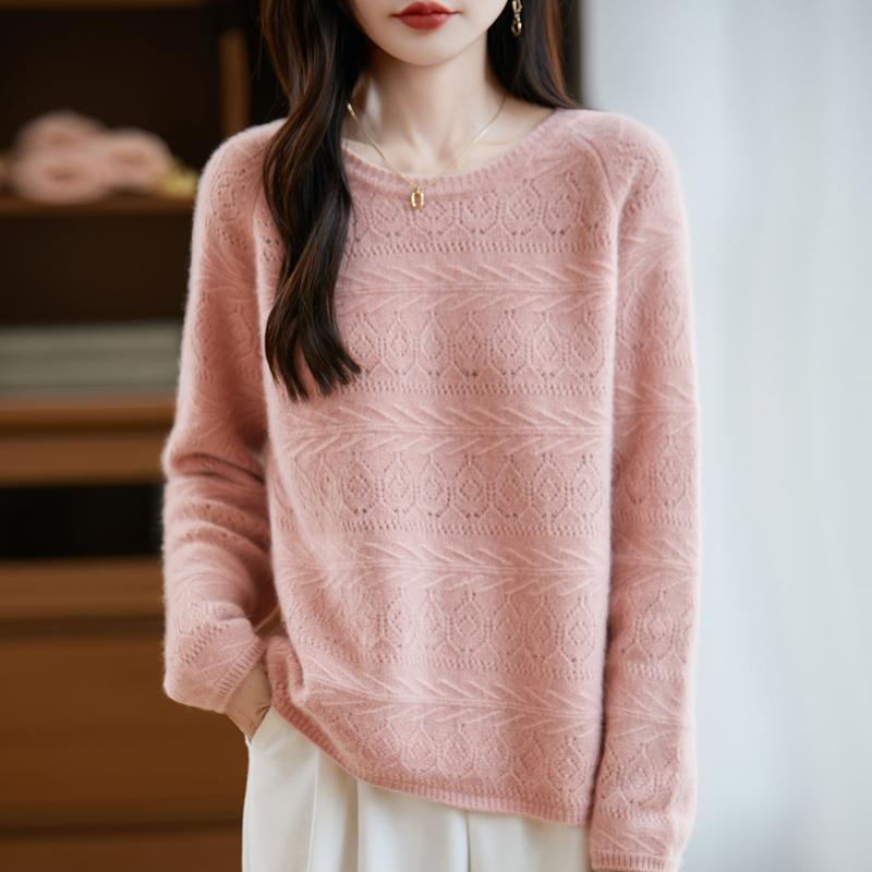 Women's cashmere sweater Qinghe cashmere 30% cashmere 70% wool autumn and winter pullover warm and fashionable
