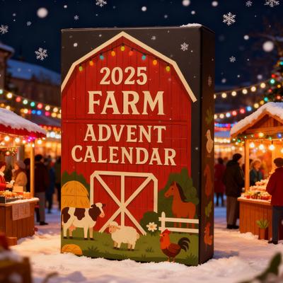 2025 Farm Advent Calendar 24 Days Christmas Countdown with 2D Acrylic Farm Animal Barn Ornaments