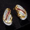 Retro Luxury Elegant Inlaid White Rose Red Zircon Earrings for Women  Personality Girls Party Accessories Holiday Jewelry