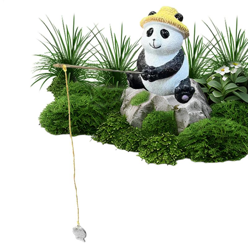 Фигурки панд Милые фигурки панд Забавная фигурка в позе рыбалки для детей, детской комнаты, сада, стола, украшения для ванной комнаты China Mainland