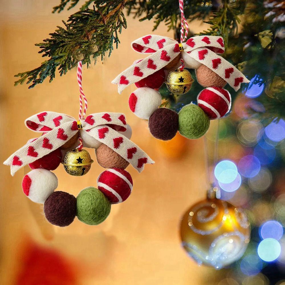 Creative Mini Wreath Pendant Small Bell Xmas Ornament Christmas Tree Ornament  Christmas Decoration