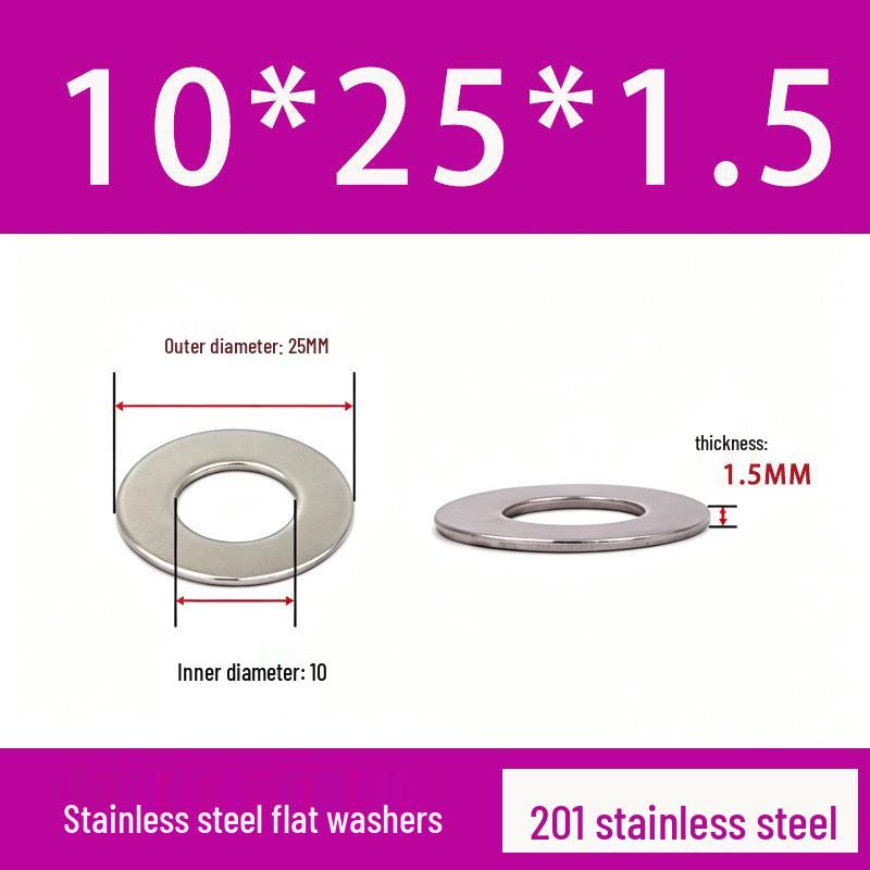 201 Stainless Steel Rust-proof Flat Washer - National Standard Hardware Fasteners with Complete Specifications, In Stock.