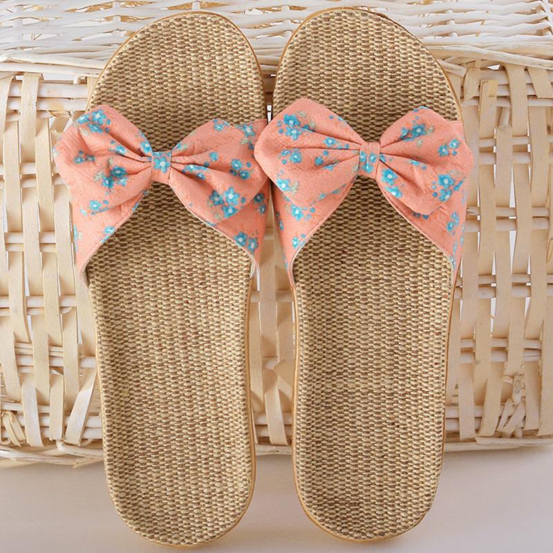Women Slippers Spring Summer Home Shoes Women Casual Bow-knot Flip Flops Soft Breathable Slides Beach Sandals Female