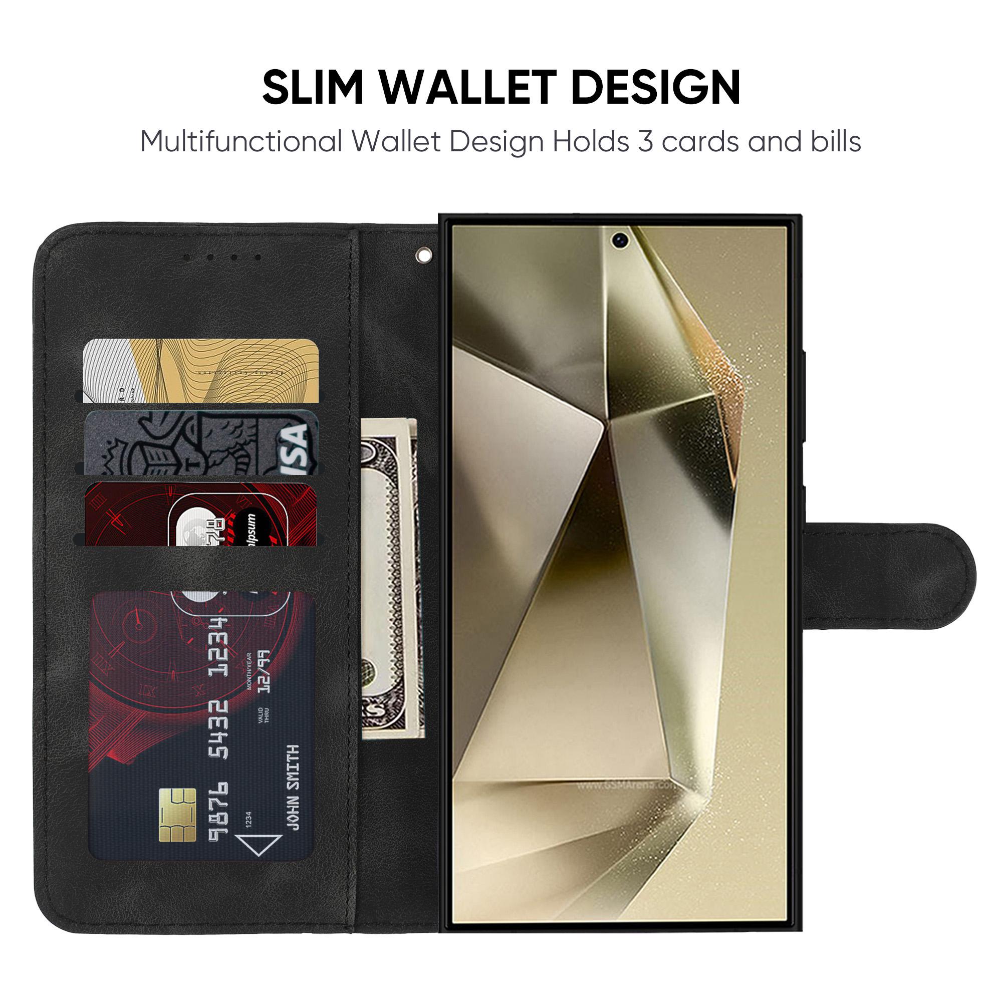 

For Samsung Galaxy S25 Ultra Stand Case Line Pattern Leather Phone Cover Red