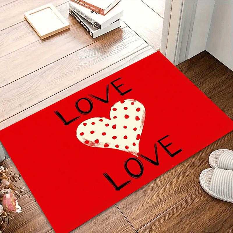 Red Love Heart Area Rug Non-Slip Washable Carpets for Living Room Durable Floor Mat Soft Rugs for Bedroom Home Decor Alfombra