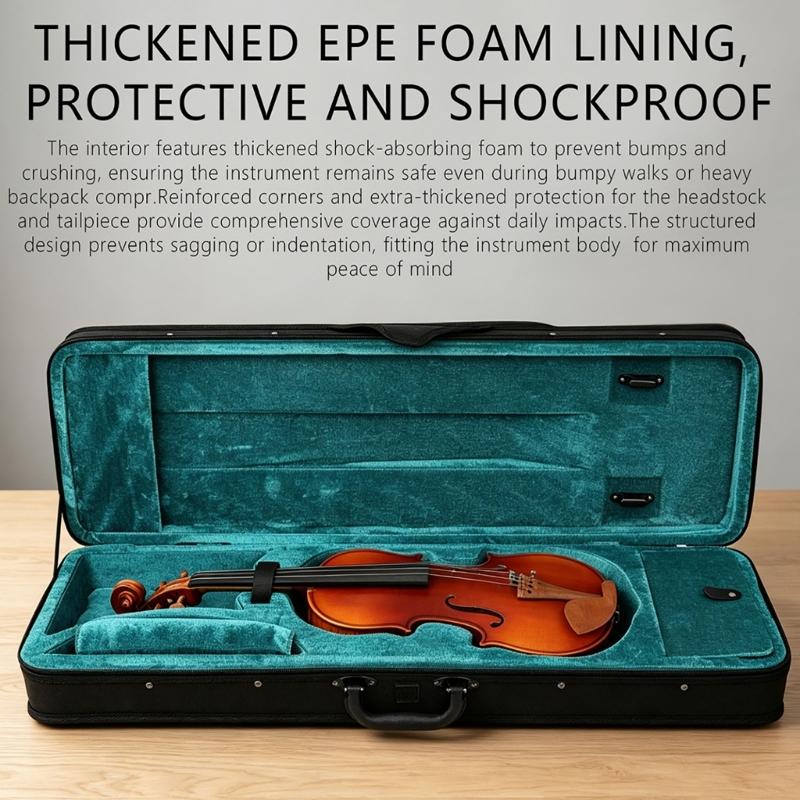Oxford Fabric Violin Carry Transport Case With Shockproof Padding And Adjustable Shoulder Strap For 1/4 To 4/4 Violins