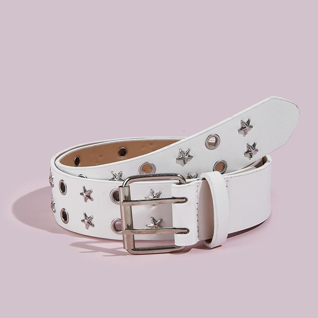 Womens Fashion Belt With Metal Pin Buckle And Star Accents For Office And Daily Use