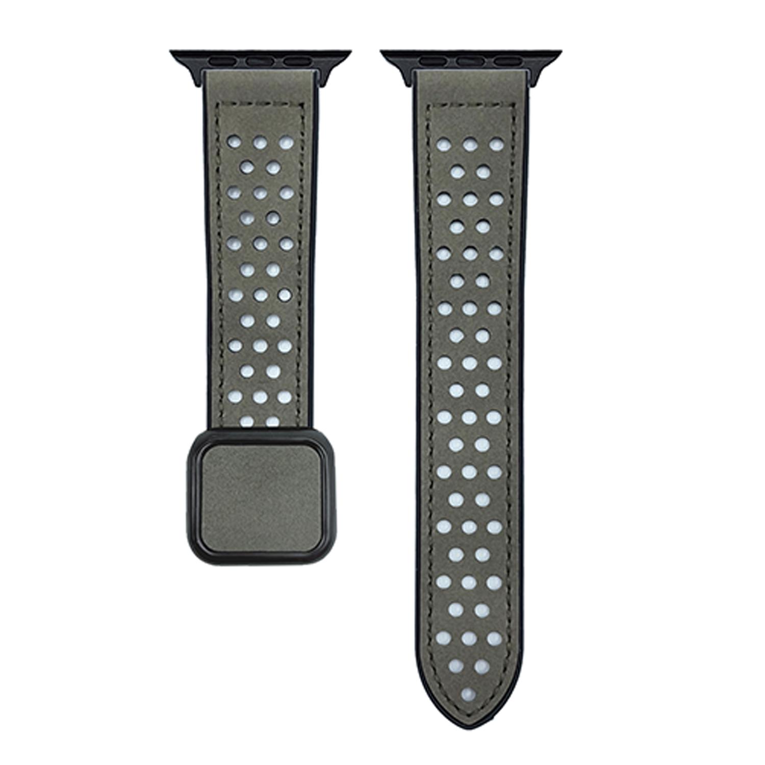 

Watch Band For Apple Watch Series 10 Ultra 9 8 7 SE 6 5 4 3 2 1 46mm 49mm 45mm 44mm 42mm Square Magnetic Buckle Silicone Strap Matte Grey