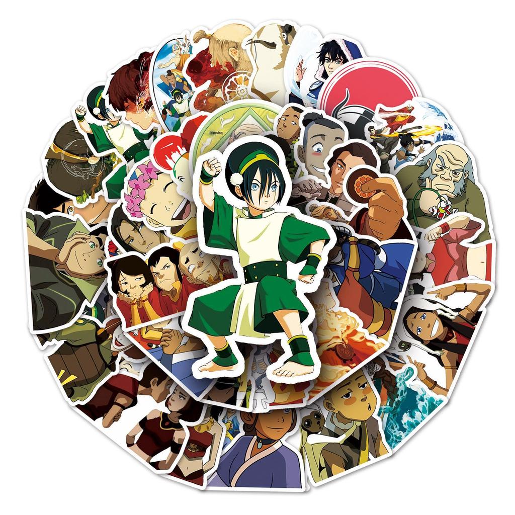 50 Avatar: Adesivi The Last Airbender - Decalcomanie Impermeabili Anime Cartoon per Quaderni, Borracce, Valigie e Auto