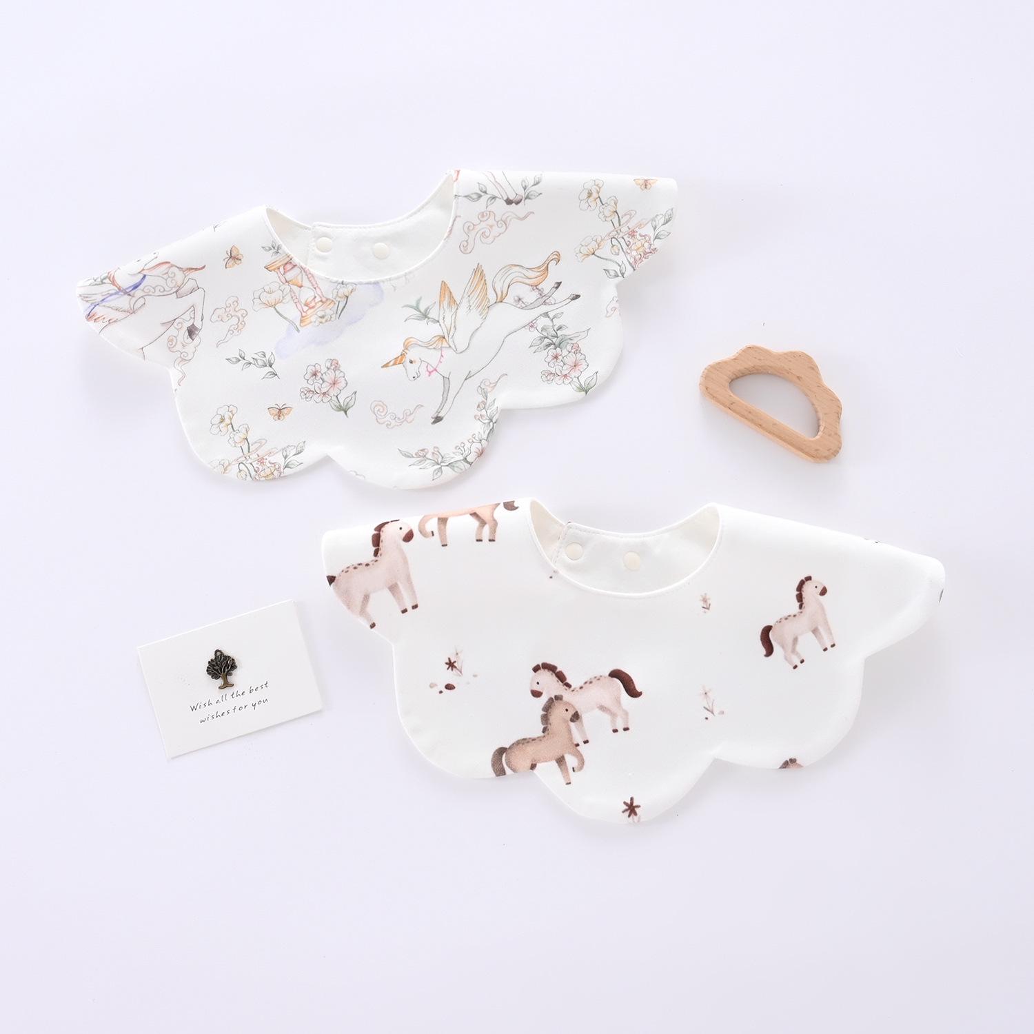 Korean Style Waterproof Baby Bib - Petal Design, Large Size for Newborns (0-3 Years)
