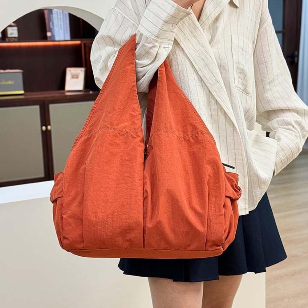 

Casual Large Capacity Tote Bag Double Zipper Design Versatile Commuting Handbag Women рожевий