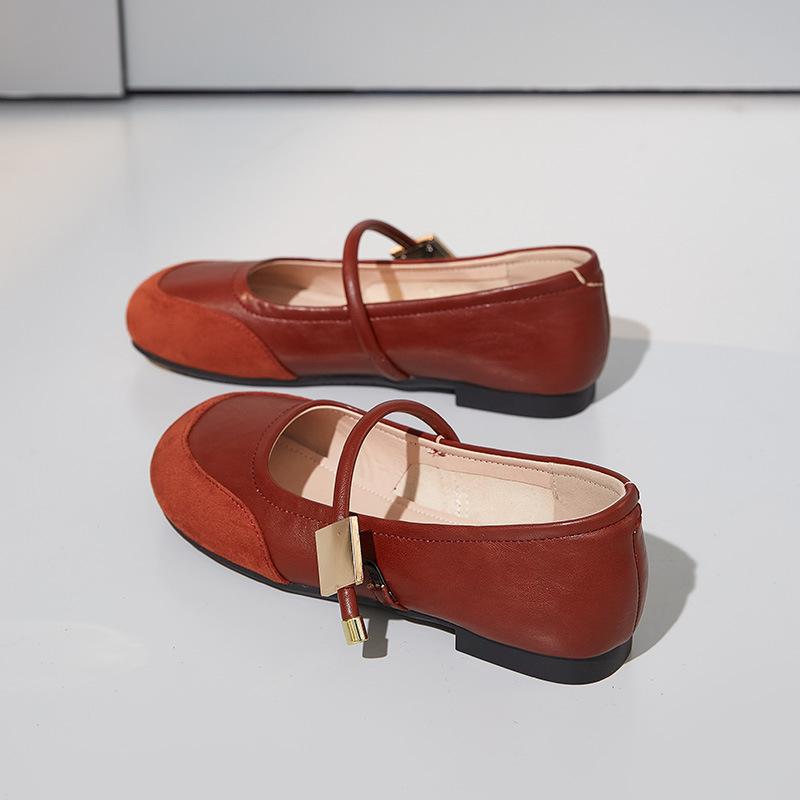 Augu Shiden Red Mary Jane Women's Shoes 2025 New Summer Ultra Soft Sole Small Leather Shoes Small Fragrant Light Mouth Single Shoes