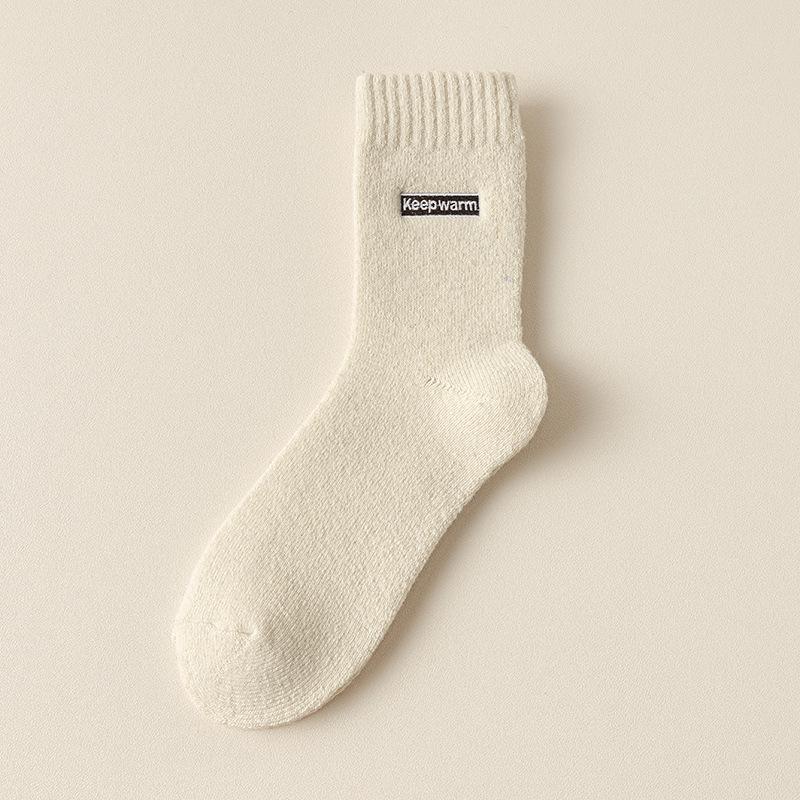 Men's Cashmere Wool Mid-Calf Socks - Velvet Thickened, Terry, Odor-Resistant, Warm Sleep Socks for Autumn/Winter